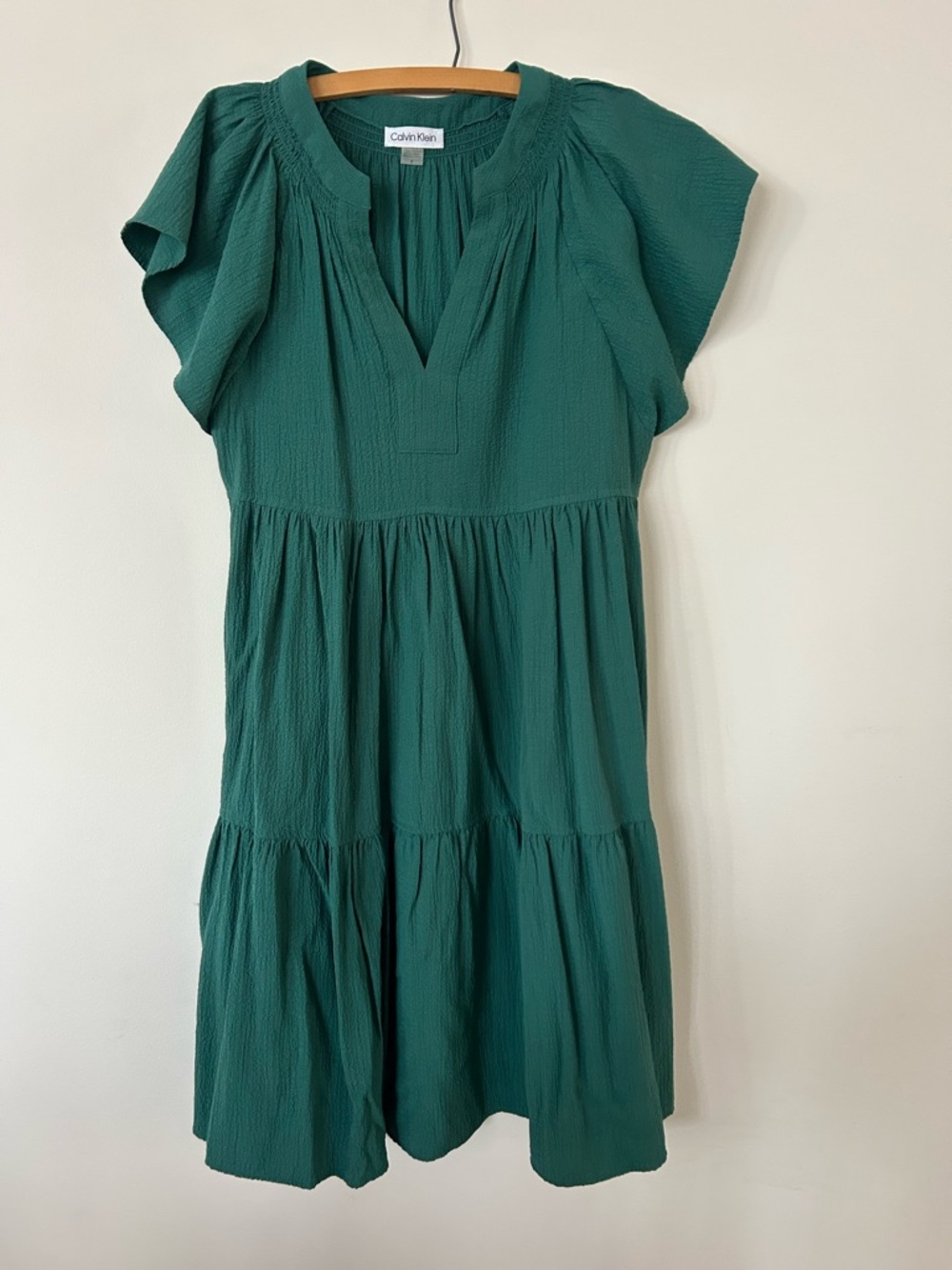 Calvin Klein Teal Flutter Sleeve Dress